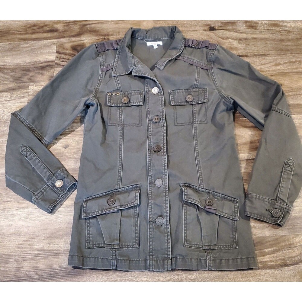 Maurices Women's Small Military Utility Jacket 100% Cotton Buttons Pockets Brown